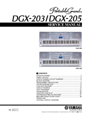 Yamaha dgx 203 205 service manual cover