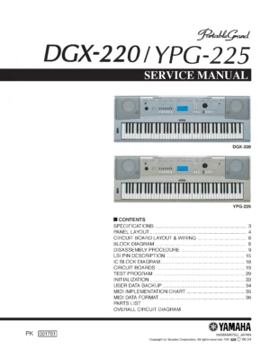 Yamaha dgx 220 ypg 225 service manual cover
