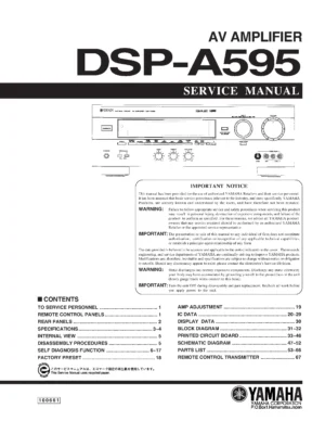 Yamaha dsp a595a service manual cover