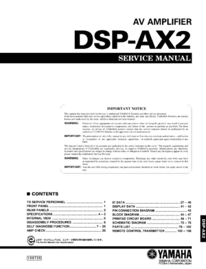 Yamaha dsp ax2 service manual cover