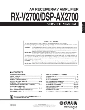 Yamaha dsp ax2700 rx v2700 service manual cover
