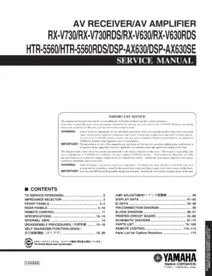 Yamaha dsp ax630 ax630se service manual cover