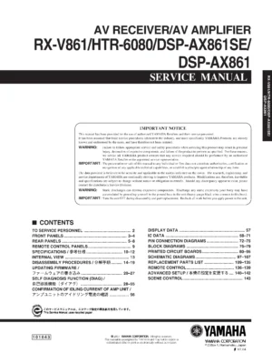 Yamaha dsp ax861 dsp ax861se htr 6080 rx v861 service manual cover