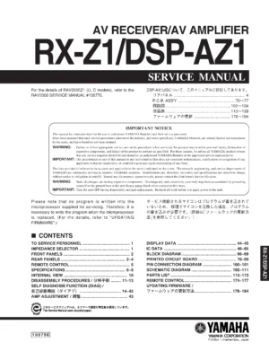Yamaha dsp az1 rx z1 service manual cover