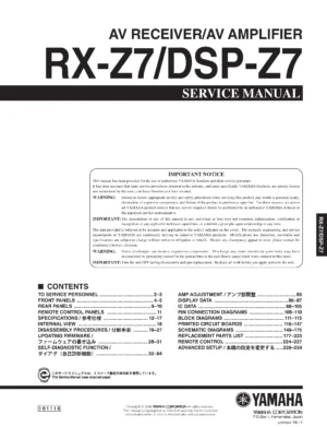 Yamaha dsp z7 rx z7 receiver amplifier service manual cover