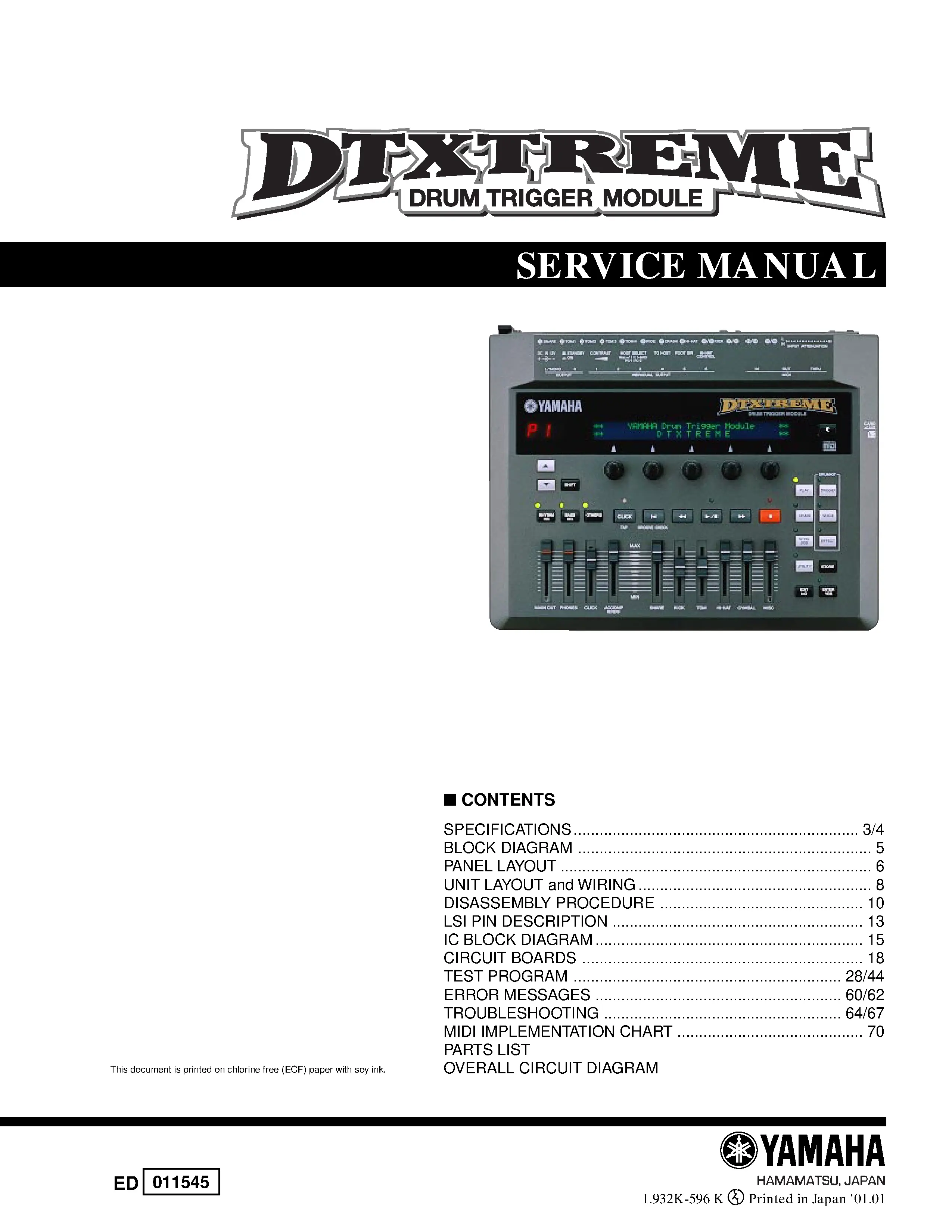 Yamaha dtxtreme service manual cover