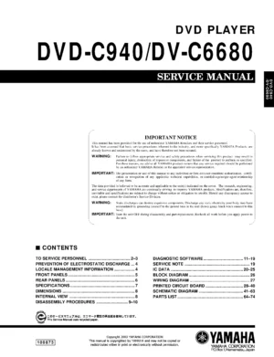 Yamaha dv c6680 c940 service manual cover