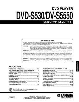 Yamaha dv s5550 s530 service manual cover