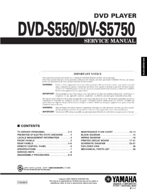 Yamaha dv s5750 s550 service manual cover