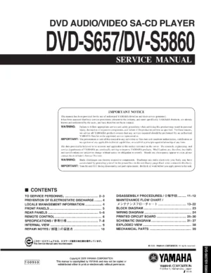 Yamaha dv s5860 s657 service manual cover