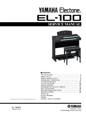 Yamaha electone el 100 service manual cover