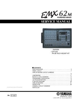 Yamaha emx62m service manual cover