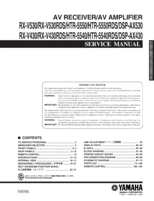 Yamaha htr 5550 5550rds 5540 5540rds service manual cover
