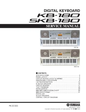 Yamaha kb 180 skb 180 service manual cover