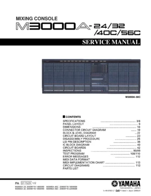 Yamaha m3000a service manual cover