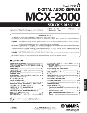 Yamaha mcx 2000 musiccast service manual cover