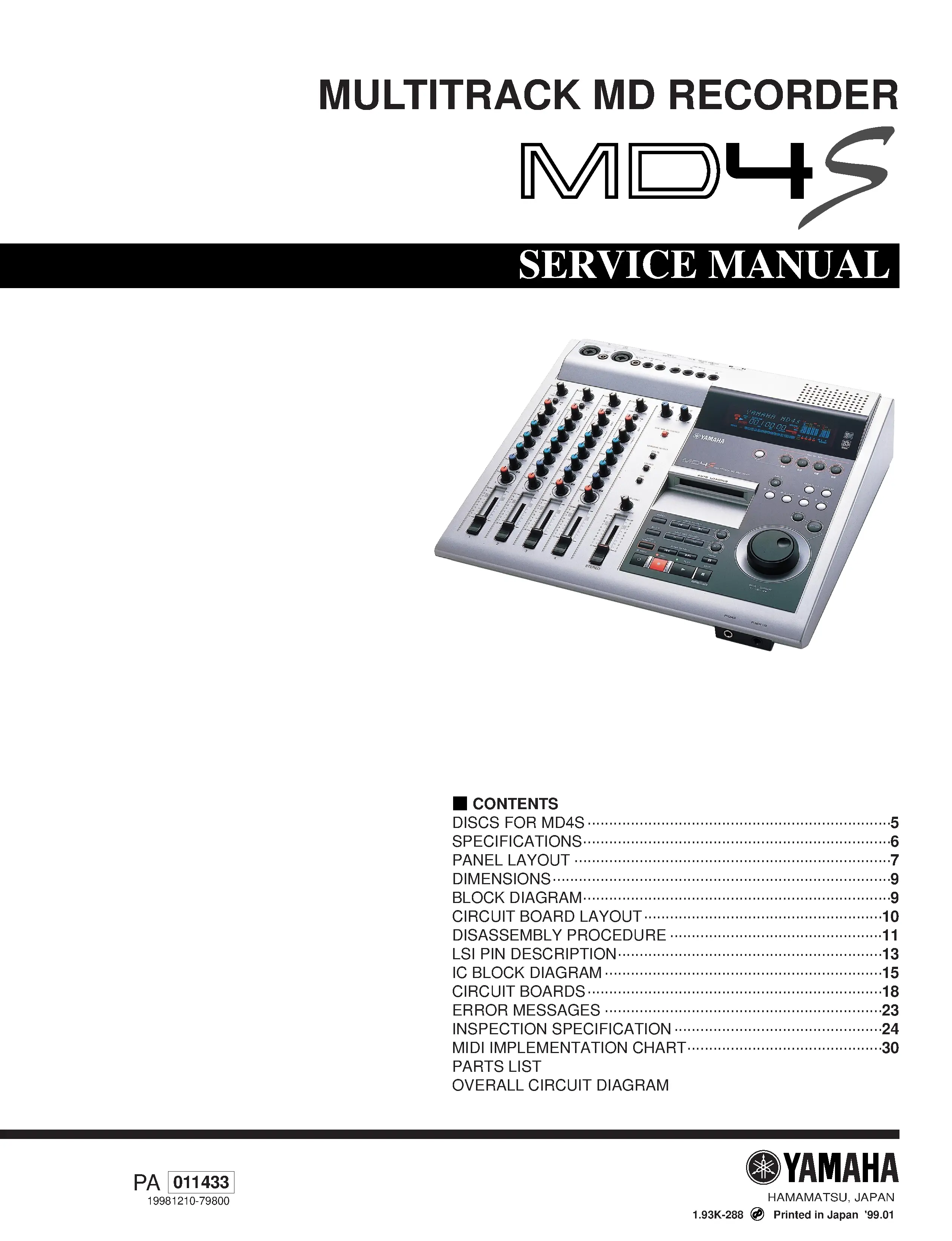Yamaha md4s md service manual cover