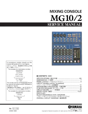 Yamaha mg10 2 service manual cover