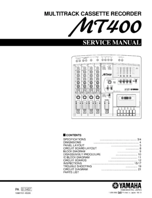 Yamaha mt400 service manual cover