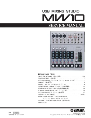 Yamaha mw10 usb service manual cover