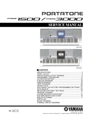 Yamaha portatone psr 1500 3000 service manual cover