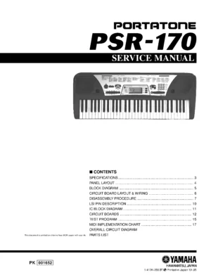 Yamaha portatone psr 170 service manual cover