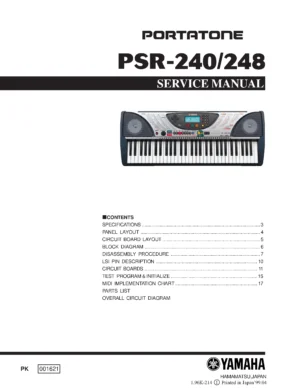 Yamaha portatone psr 240 248 service manual cover