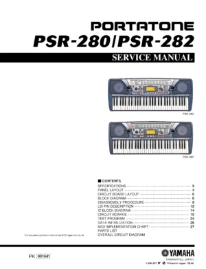 Yamaha portatone psr 280 282 service manual cover