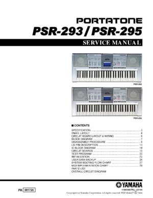Yamaha portatone psr 293 service manual cover