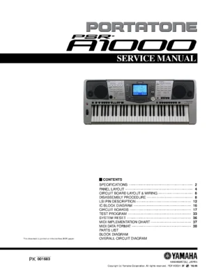 Yamaha portatone psr a1000 service manual cover