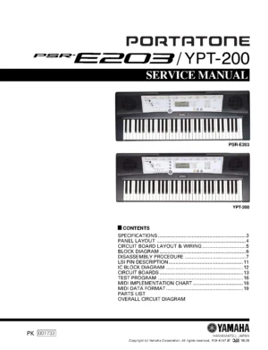 Yamaha portatone psr e203 ypt 200 service manual cover