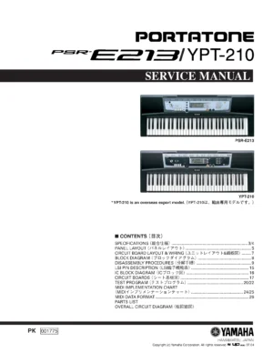 Yamaha portatone psr e213 ypt 210 service manual cover