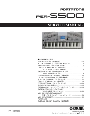 Yamaha portatone psr s500 service manual cover