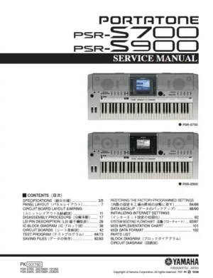 Yamaha portatone psr s700 s900 service manual cover