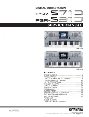 Yamaha portatone psr s710 s910 service manual cover