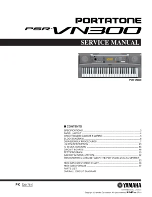 Yamaha portatone psr vn300 service manual cover