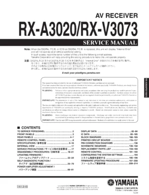 Yamaha rx a3020 rx v3073 service manual cover