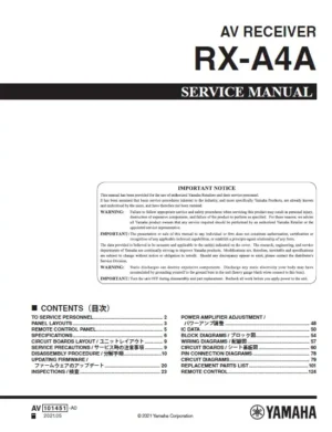 Yamaha rx a4a service manual cover