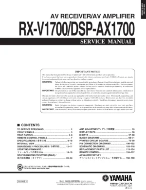 Yamaha rx v1700 dsp ax1700 service manual cover