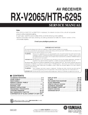 Yamaha rx v2065 htr 6295 service manual cover