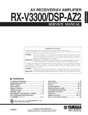 Yamaha rx v3300 dsp az2 service manual cover