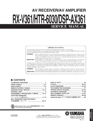 Yamaha rx v361 htr 6030 ax361 service manual cover