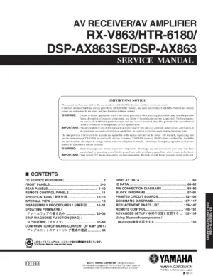 Yamaha rx v863 htr 6180 dp ax863 ax863se service manual cover