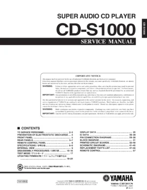 Yamaha s1000 service manual cover