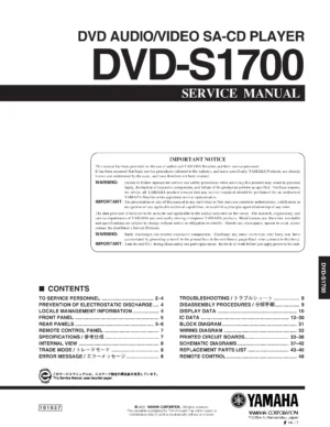 Yamaha s1700 service manual cover