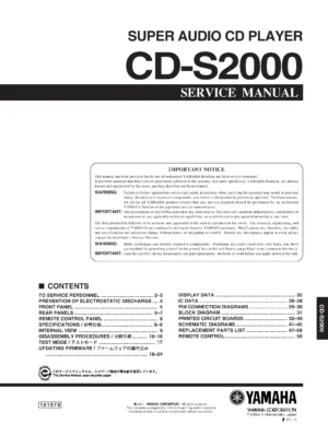 Yamaha s2000 service manual cover