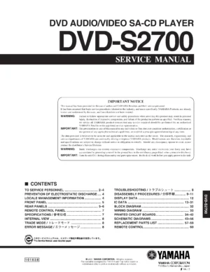 Yamaha s2700 service manual cover