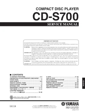 Yamaha s700 service manual cover