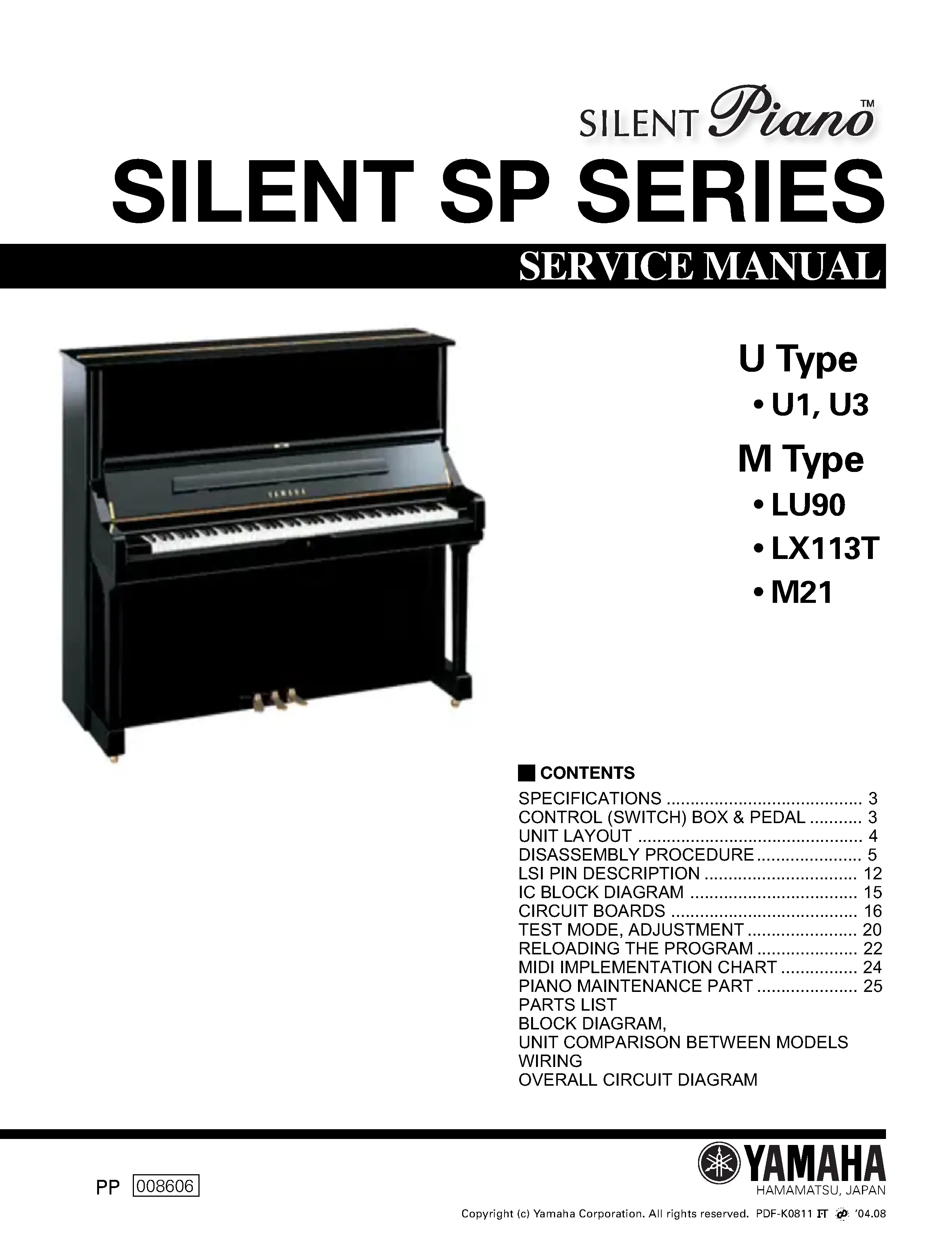Yamaha silent p series u1 u3 service manual cover