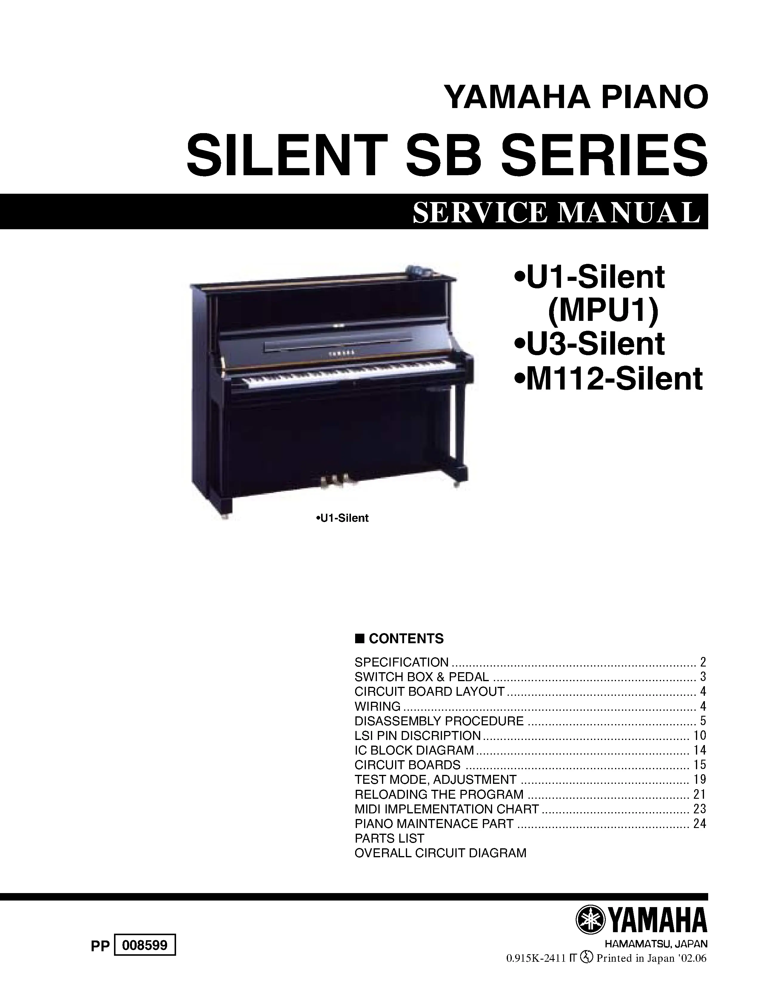 Yamaha silent u1 mpu1 u3 service manual cover